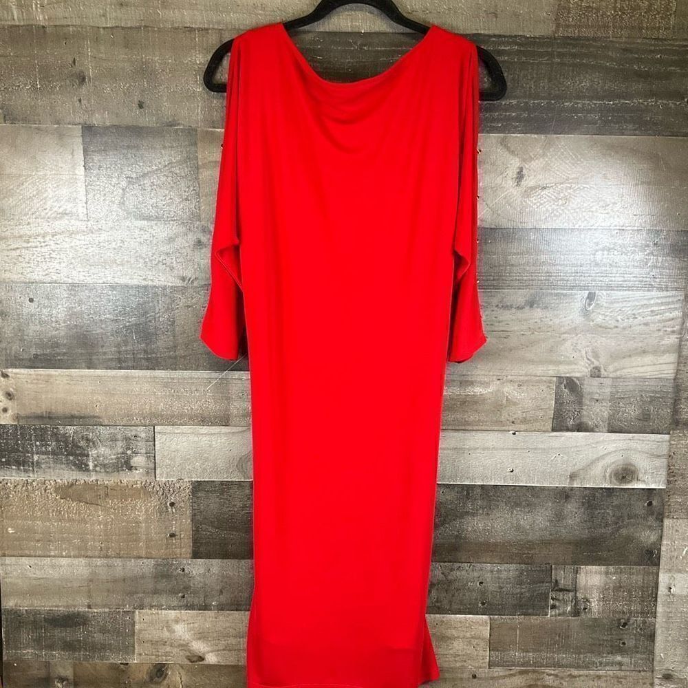 Lauren Ralph Lauren Women’s Size Medium Open Shoulder Dress Red Knee Length - Picture 7 of 7
